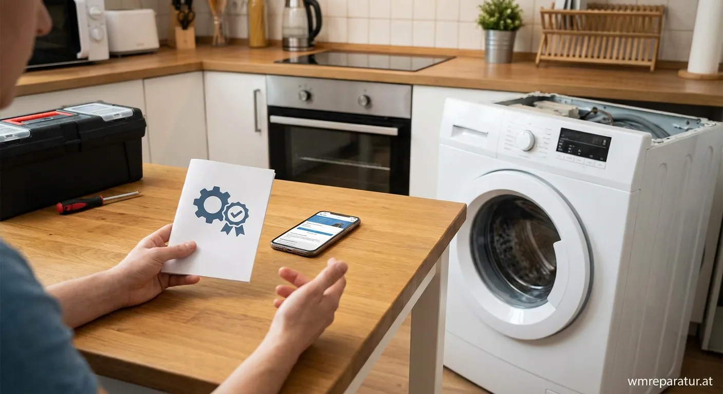 Verbraucher prüft Garantieurkunde eines Elektrogeräts