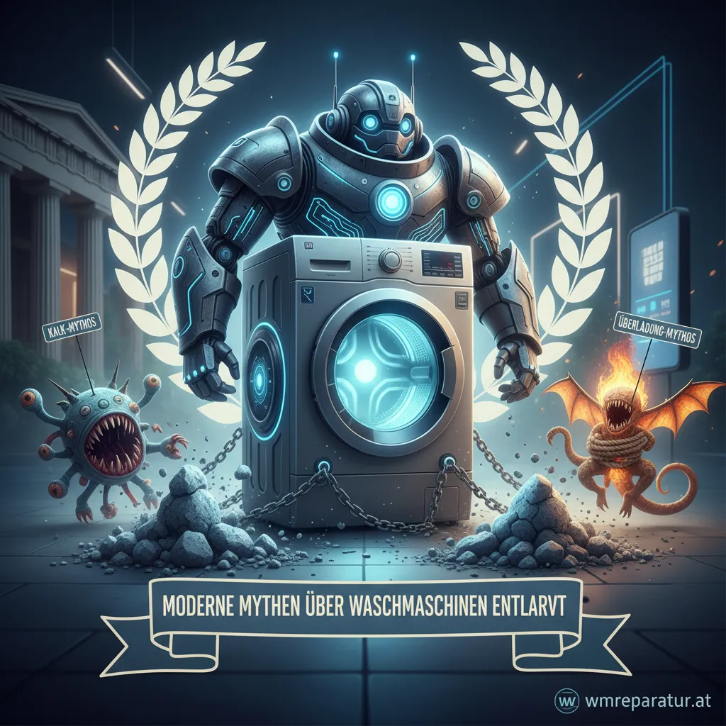 Eine moderne, energieeffiziente Waschmaschine in einem sauberen Waschraum.