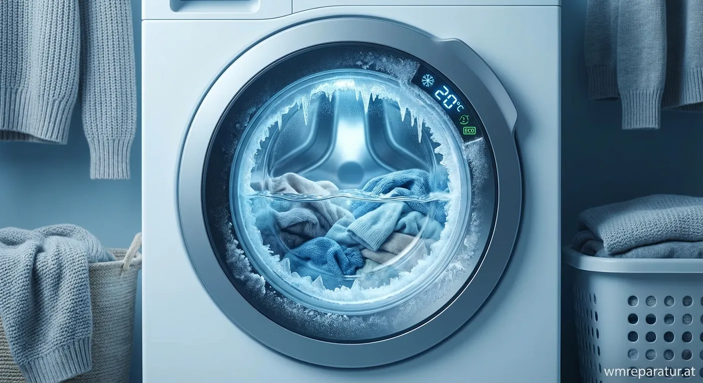 Einstellung des Temperaturreglers an einer Waschmaschine auf 30 Grad