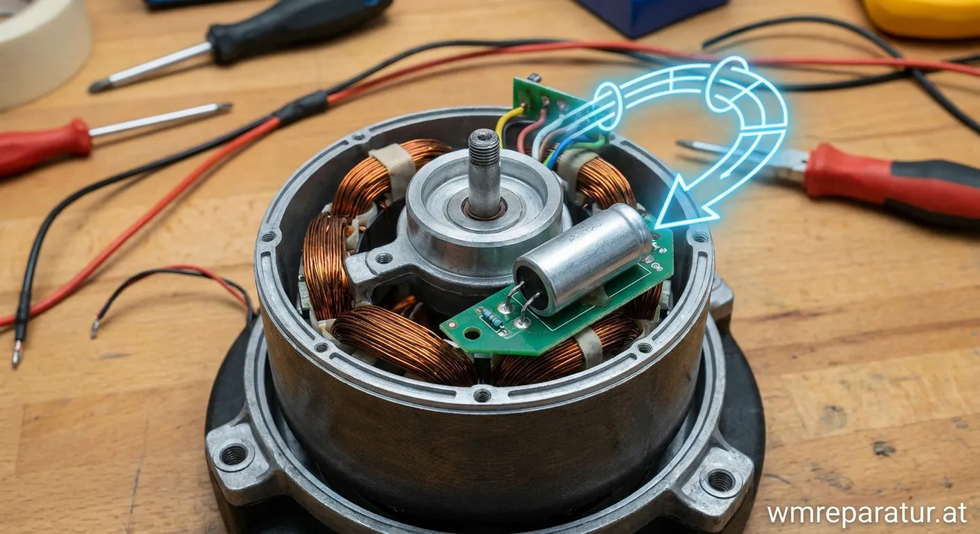 Kondensator im Elektromotor gezeigt
