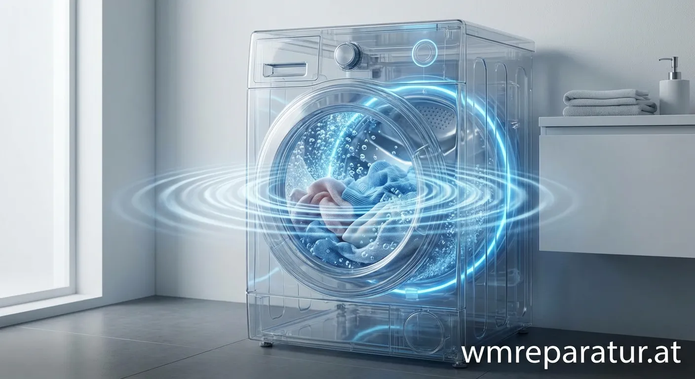 Ultraschall-Waschmaschine im Wasserbecken mit Kleidung