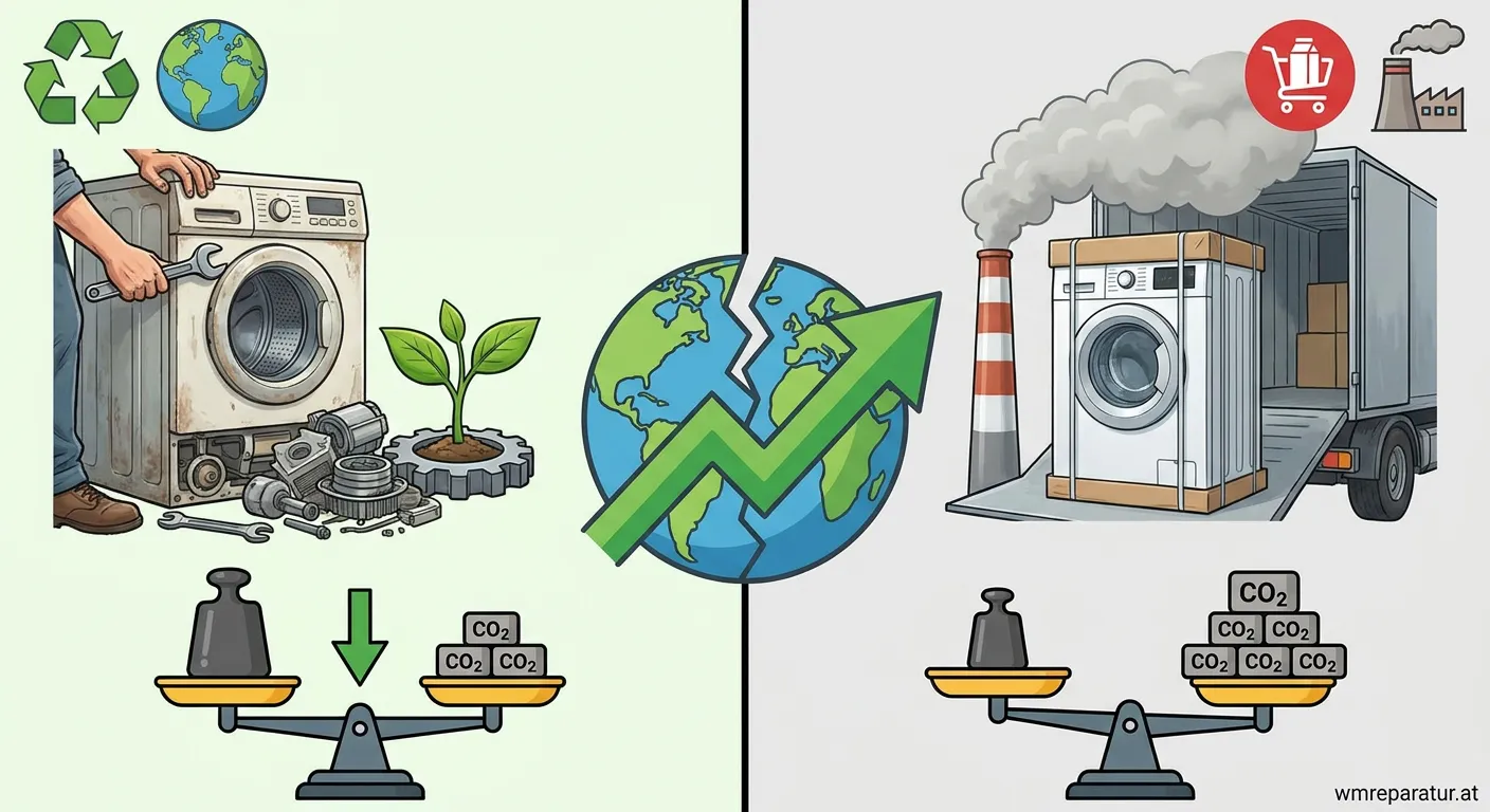 Techniker repariert Haushaltsgerät für CO2-Einsparung