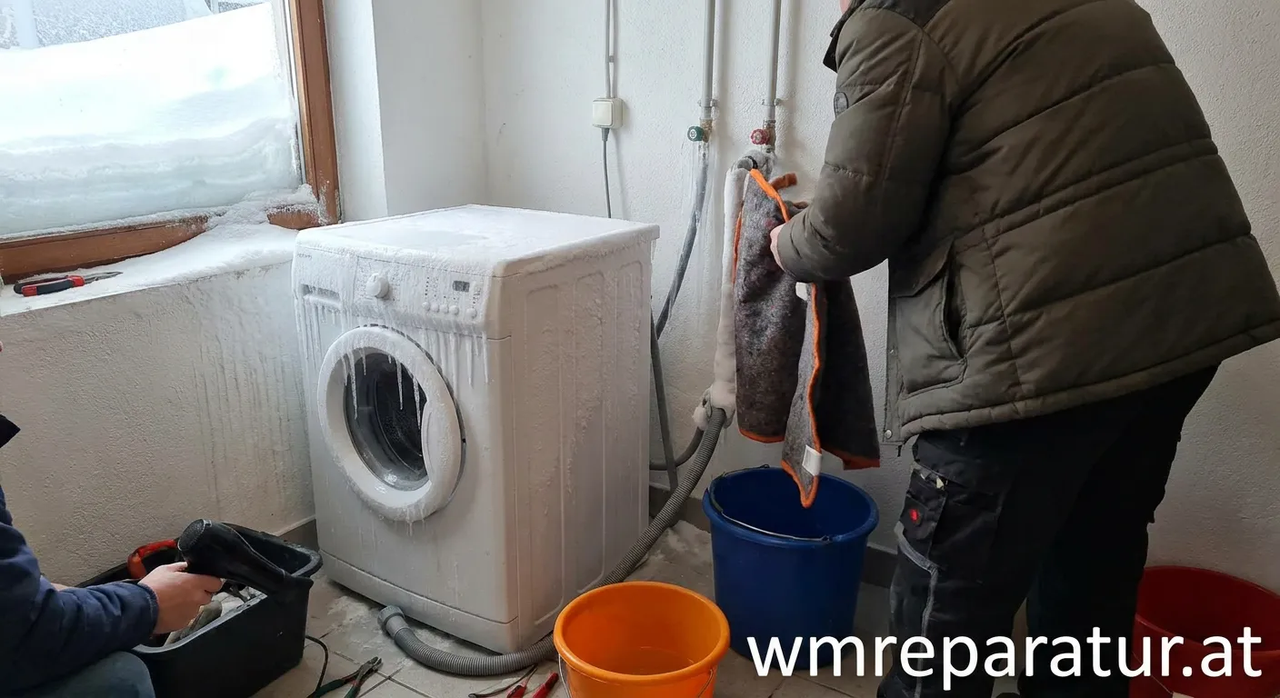 Waschmaschine im Winter mit Frostschutz
